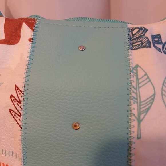 New Western Vinyl Top handle Shoulder Bag Purse Camping Bears Crescent Baguette - Picture 4 of 8